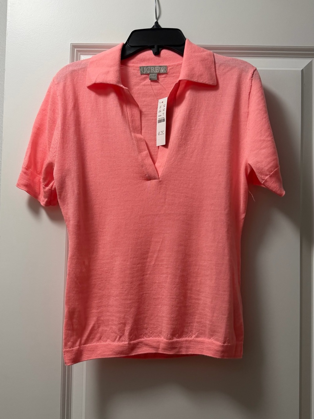 J. Crew Coral-Pink Short Sleeve Polo Knit Top